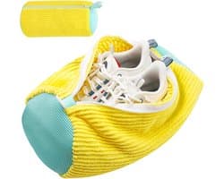 SnelShoppen - Schoen Waszak voor Wasmachine - Herbruikbare en Duurzame Schoenwaszak voor Sport- en NetSchoenen 19 x 39 cm Geel met Zachte Binnenborste
