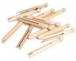Houten ronde wasknijpers 16 st