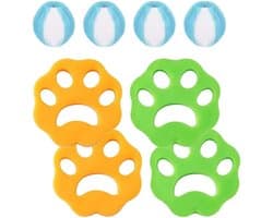 SnelShoppen - Hair Catcher voor Wasmachine, 8 Stuks, Herbruikbaar, 4 x Anti-Haar Ballen en 4 x Wasballen, Verwijdert Dierhaar van Honden en Katten, Vo