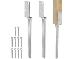 SnelShoppen - Set van 2 Swing Post Supports, L-Vormige 4 x 50 cm Impact Sleeves, Bodemankers van Gegalvaniseerd Staal voor Schommels en Houten Palen