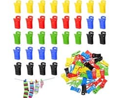 Sokkenclips voor wasmachines en drogers, een set van 60 gekleurde sokkenclips, antislip sokkenclips met haakjes.