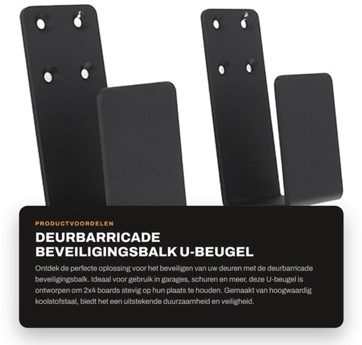 Deurbarricade Set van 2 - U-beugel Houder - Koolstofstaal - Eenvoudige Installatie - Voor Garage/Barn - Versterkt Deurbeveiliging - Deurbeschermer — afbeelding 1