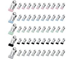 Wasknijpers 50 Stuks - Roestvrij Stalen Klemmen - Antislip Metalen Wasknijpers - Kleine Klemmen voor Kleding - Corrosiebestendig - 2,5 × 5,5 cm