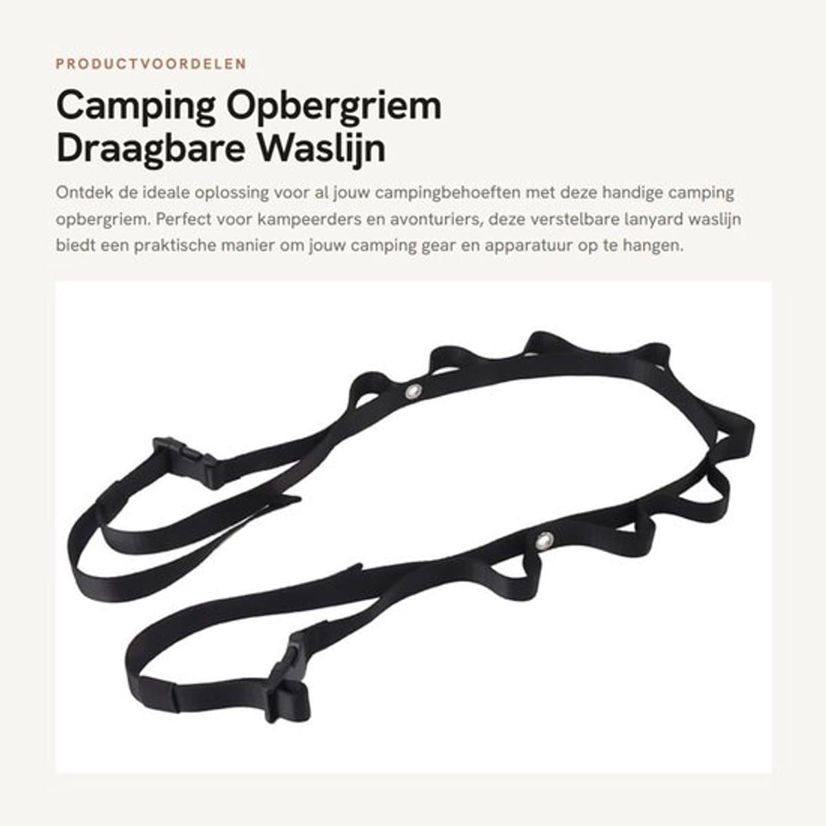 Dailygoods- Opbergriem Verstelbaar - Draagbare Waslijn - Nylon Touw - Camping Gear - Sterk Draagvermogen - Eenvoudig Ontwerp — afbeelding 1
