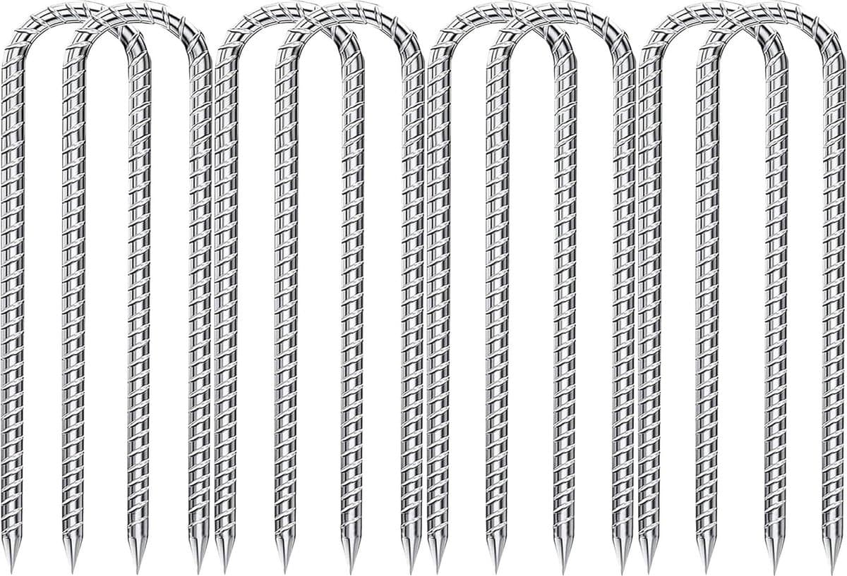 Dailygoods- Grondanker U-vormig 30 cm - Verzinkt Staal - Tentharingen - Grondpennen - Grondankers - 8 Stuks - Tentharing — afbeelding 1