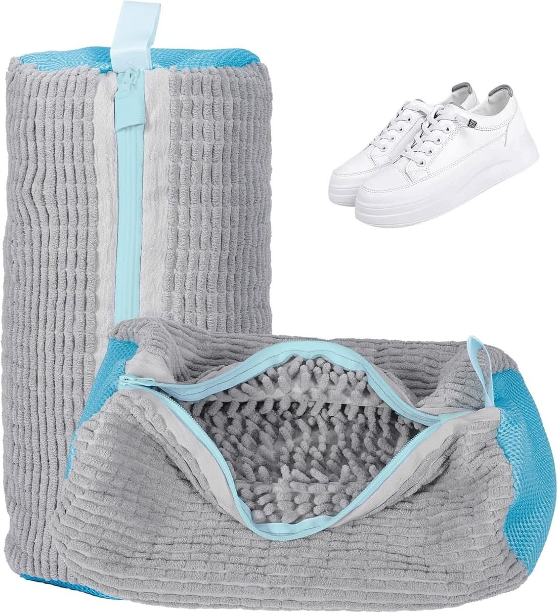 Schoenwaszak voor wasmachine - Wit - 18 x 32 cm - Herbruikbaar Gaas Wasnet voor Sneakers en Sportschoenen — afbeelding 1