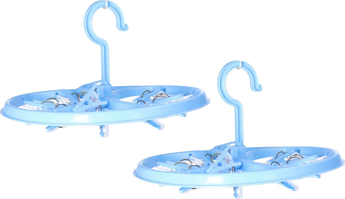 DID Droogcarrousel/droogmolen - 2x - blauw - met 12 knijpers - 26,5 cm — afbeelding 1