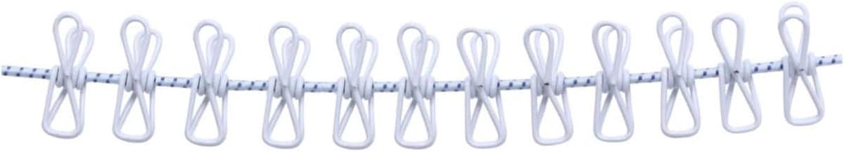 Waslijn met Clips - Reiswaslijn Campingwaslijn - Kleding Drogen - Elastisch Ontwerp - 180 cm - Wit — afbeelding 1