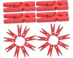 Houten Wasknijpers - Kleurrijke Clips - Decoratieve Presentaties - Natuurlijk Hout Materiaal - 100 Stuks - Rood