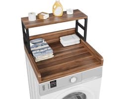 Wasmachine Droger Werkblad - Wasrek Bovenbouw - Was Sorteren - Met Plank - 60 x 60 cm - Walnoot