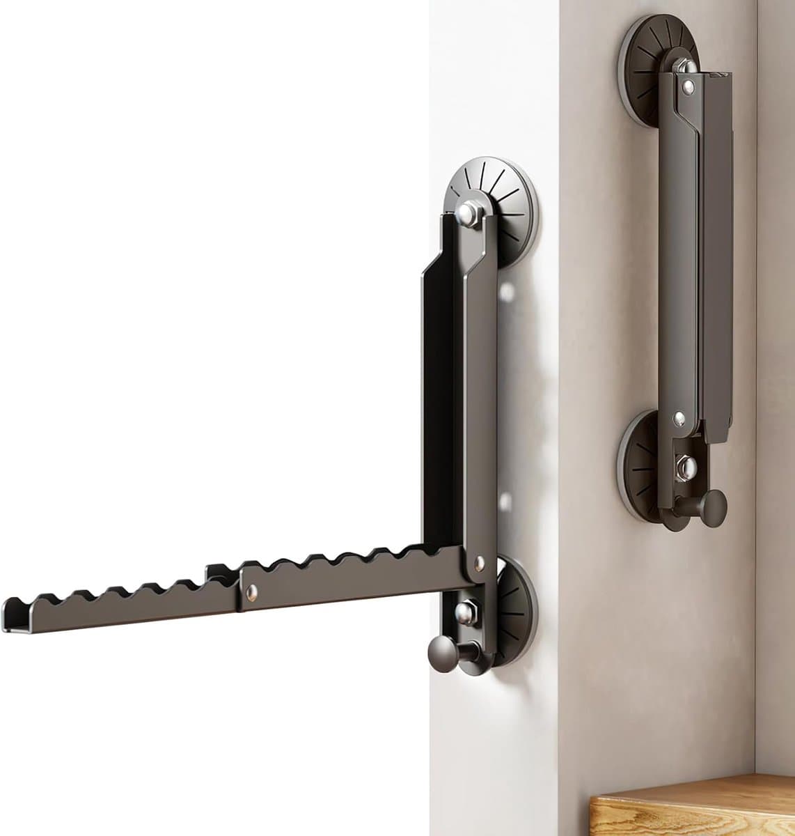 Deurkapstok, inklapbaar, met zuignap en haken, kledinghaken, zonder boren, ruimtebesparend, slaapkamer, badkamer, deurhaak om op te hangen, voor kleding, handdoeken, badjassen, hoed, zwart — afbeelding 1