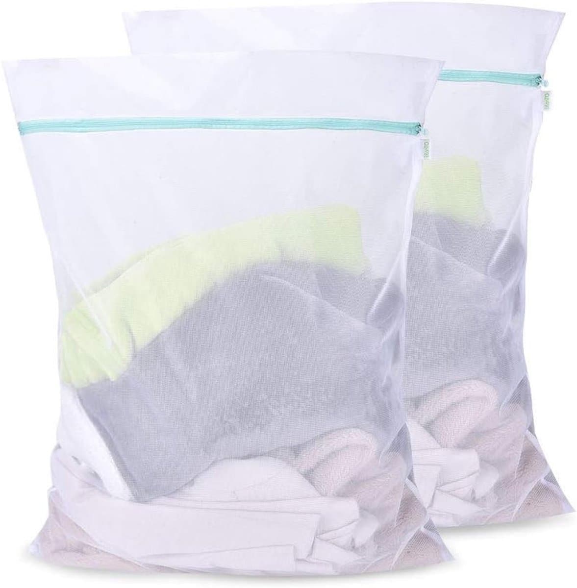 Herbruikbare Waszakken 60x80cm - 2 Stuks Mesh Wasnetten met Rits voor Ondergoed, Truien en Kleding - Ideaal voor Reis en Studentenkamers — afbeelding 1