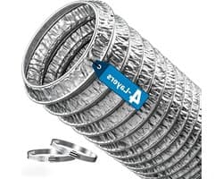 Afvoerslang - Flexibele buis - Luchtgeleiding - Hittebestendig materiaal - 150 mm x 25 m - Zilver