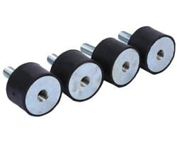 Dailygoods- Schokdemper Rubber - Trillingsdempers - Silent Block Isolator - Cilindrische Beugels - Pack van 4 - Zwart/Zilver - Trillingsdemper