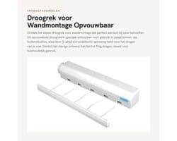 Dailygoods- Droogrek Opvouwbaar Heavy Duty - Wandmontage - Uittrekbaar tot 3,75 m - Ruimtebesparend - Voor Binnen/Buiten - Max. 8 kg belasting - Waslijn