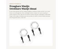 Dailygoods- Waslijn Intrekbaar - Draagbaar - Haken/Zuignappen - Campingaccessoires - Voor Binnen/Buiten - Rubberband - Drooglijn