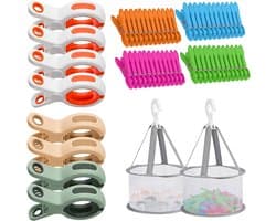 56 Stuks Kledingknijpers en Grote Kledingknijpers zonder Print - Handige Towel Clips voor Zonnebedden en Kleding