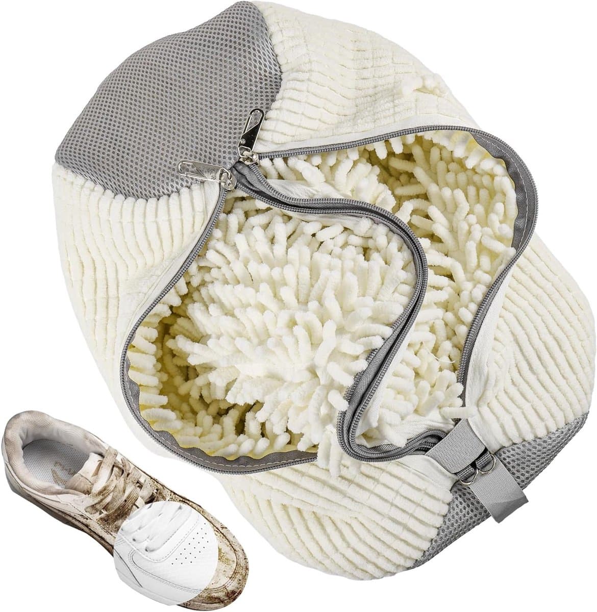 2-in-1 Waszak voor Schoenen, Herbruikbare Waszak voor de Wasmachine, Schoenentas met Rits en 360° Reiniging voor Schoenen, Ideaal voor Sneakers en Sportschoenen — afbeelding 1