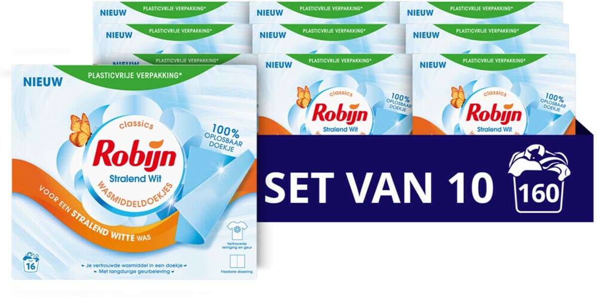 Robijn -Stralend Wit Wasmiddeldoekjes - 160 wasstrips - Voordeelverpakking — afbeelding 1