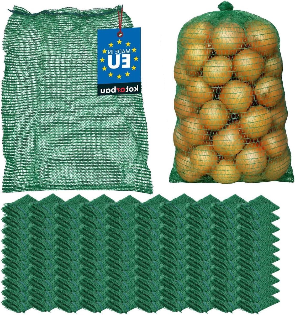 Raschelzakken - Aardappelzakken Fruitzakken - Verse Opslag - Optimale Luchtcirculatie - 35 x 50 cm - Groen — afbeelding 1