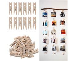 Dailygoods- Wasknijpers Mini - Houten Klemmen - 50 Stuks - Kleine Wasknijpers - Decoratieve Clips - Voor Fotohouders/Knutselen - Duurzaam Hout