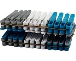 Wasknijpers Set - Kleding Klemmen - Was Ophangen - 100% Recyclebaar Materiaal - 36 Stuks - Blauw Wit Grijs