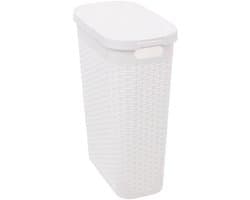 5Five Smalle Wasmand met deksel Rotan - wit - gevlochten kunststof - 40 liter - 26 x 46 x 60 cm — afbeelding 1