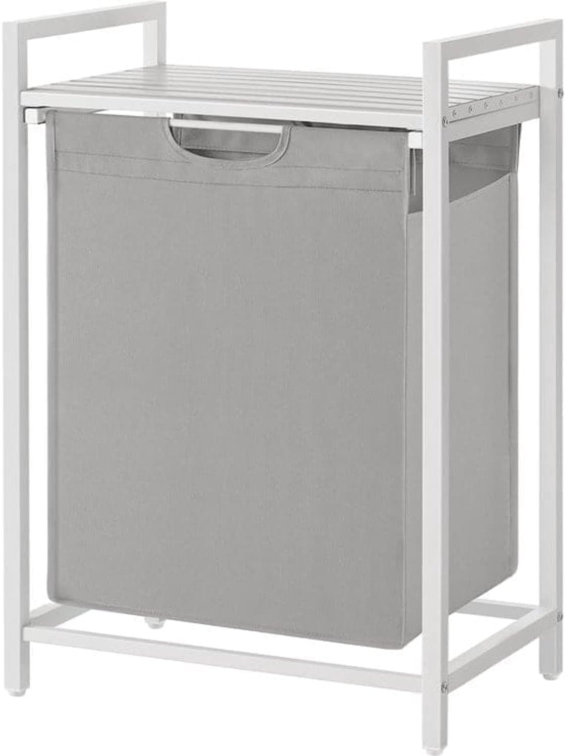 Klarven® Wasmand Wit-grijs - Compacte Wasmand - Wasmanden - Oxford-weefsel - Verstelbare Pootjes - 47 Liter Inhoud - Laundry Basket — afbeelding 1