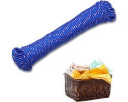 Waslijn, 20 meter, sterk en vuilafstotend propyleentouw, robuust en duurzaam voor buiten en binnen, ideaal voor tuin, camping en thuis (blauw)