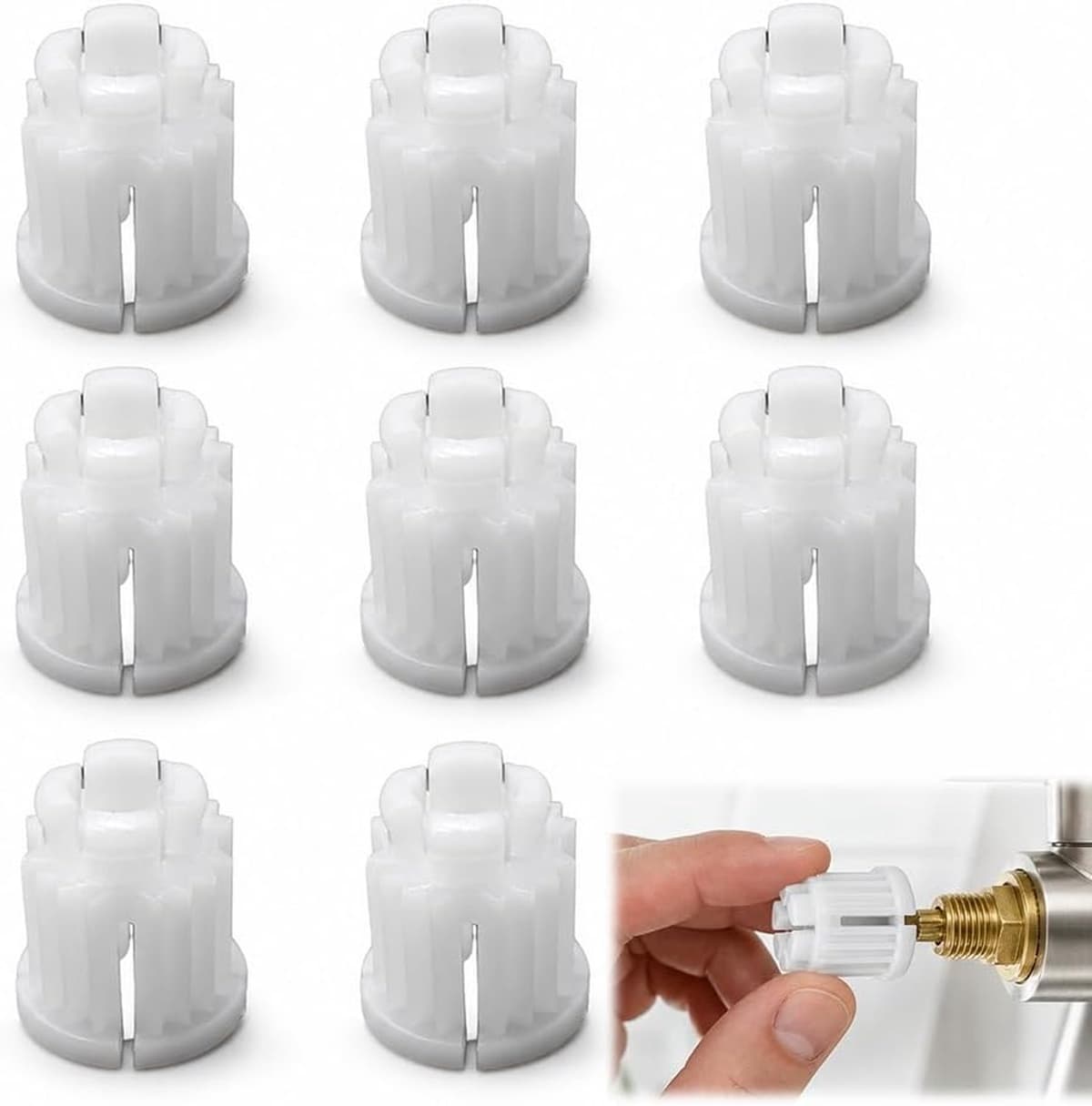 8 stuks vervangende knoppen voor mengkranen, universeel, wit — afbeelding 1