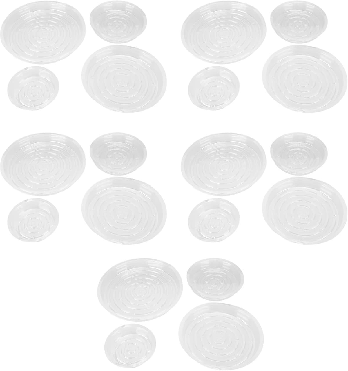 Set van 20 Schotels voor Planten - 15,2 Cm, 20,3 Cm, 25,4, 30,5 - Transparant Plastic voor Interieur en Buitenkant — afbeelding 1