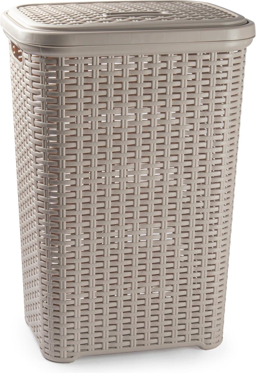 PlasticForte - Wasmand rotan deksel 60 liter 35 x 43 x 62 cm taupe — afbeelding 1