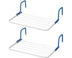 Set van 2x inklapbare wasrekken/droogrekken 3 meter - Camping/camper/reis/thuis/balkon wasrekken/droogrekken