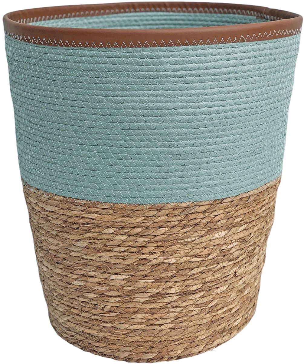 Lavandoux - Wasmand - Zeegras - Naturel en Blauw - L: Ø45 x H52 cm — afbeelding 1
