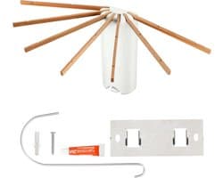 Allecto- Wanddroogrek - Ruimte besparend - Octopus design - Inklapbaar - Balkonwasdroger - Binnen en buiten te gebruiken - Geschikt voor diverse kamers - Grijs - Belle Vous