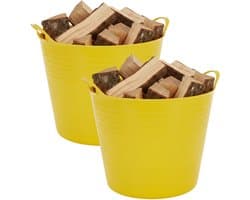 Excellent houseware Flexibele kuip / emmer - 2x - geel - 27 liter - kunststof - 42 x 35 cm
