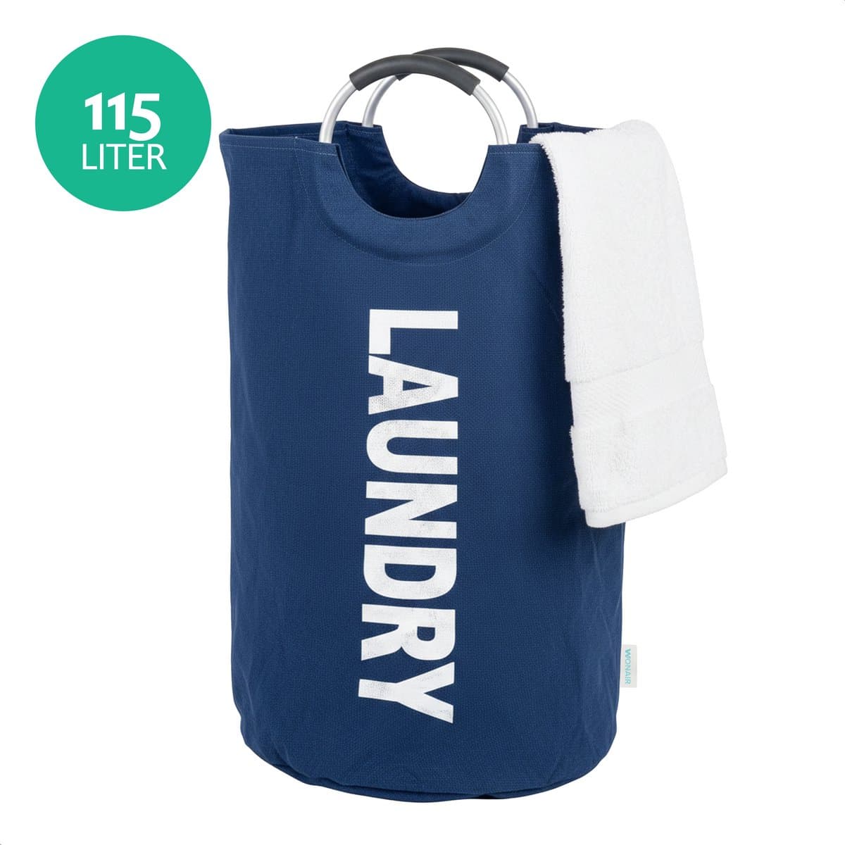 Wonair Wasmand – Waszak - Opvouwbaar – Donkerblauw – 115L — afbeelding 1