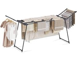 Meisterhome® – Uitschuifbaar Zwart Wasrek - Droogrek – Extra Groot & Inklapbaar Droogrek – 25 m Drooglengte – Stevig Carbonstaal – Tot 30 kg Wasgoed
