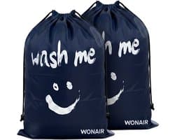 Wonair - Waszak - Waszakken - Grote waszak - Laundry bag - 2 Stuks - 60x90cm - Donkerblauw - Met trekkoord