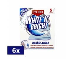 6 x Dylon White & Bright Vlekverwijderaar – Superwit & Vlekkeloos Wasgoed – Verwijdert Vlekken & Grauwe Waas – 5 Doekjes Voordeelverpakking