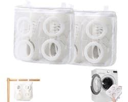 2 stuks Schoenwaskous met ringe - Sneaker waszak - Schoenbeschermer voor de wasmachine - Herbruikbaar - Waszak van mesh met ritssluiting - beschermend wasnet geschikt voor machinewassen en - drogen - 28*24.5*8cm — afbeelding 1