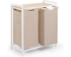 Zyrex® Wasmand 4 Vakken - Wasmand - Wassorteerder - Beige- 36cm x 65cm x 73cm