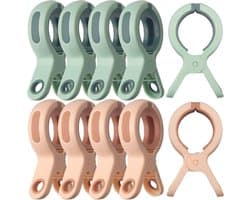 Strandlakenklemmen - Sterke wasknijpers - 10 stuks - 6 × 2,2 × 10,5 cm - Onmisbaar voor cruiseschepen, zwembaden, stoelen, stranden en cruiseschepen - Groen en roze