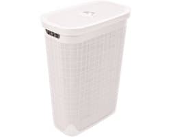 Wasmand 'Hessian' - 40 Liter - Wasbox met deksel - Crème - Ventilerend