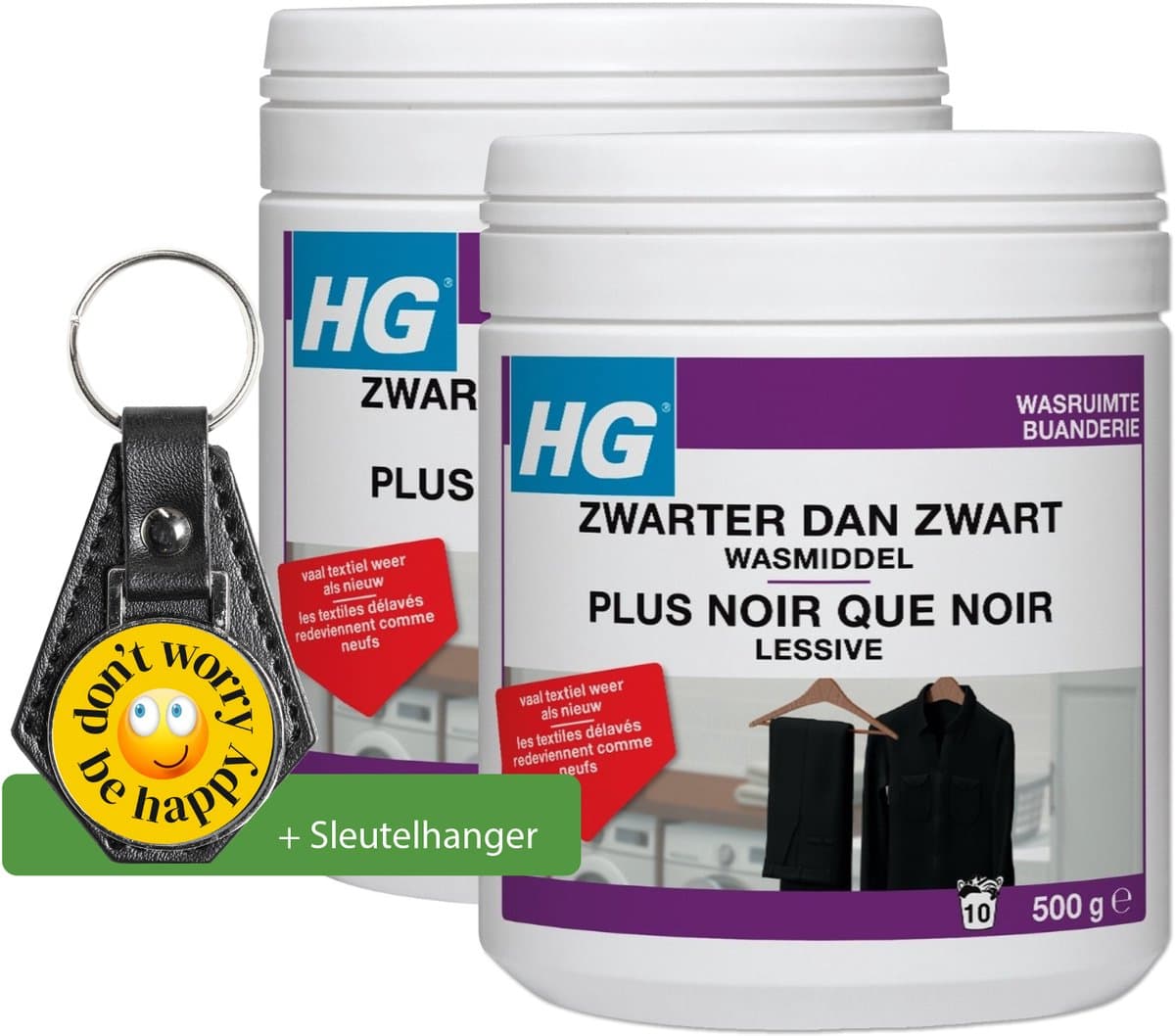 HG zwarter dan zwart wasmiddel 500gr - 2 stuks - inclusief sleutelhanger — afbeelding 1