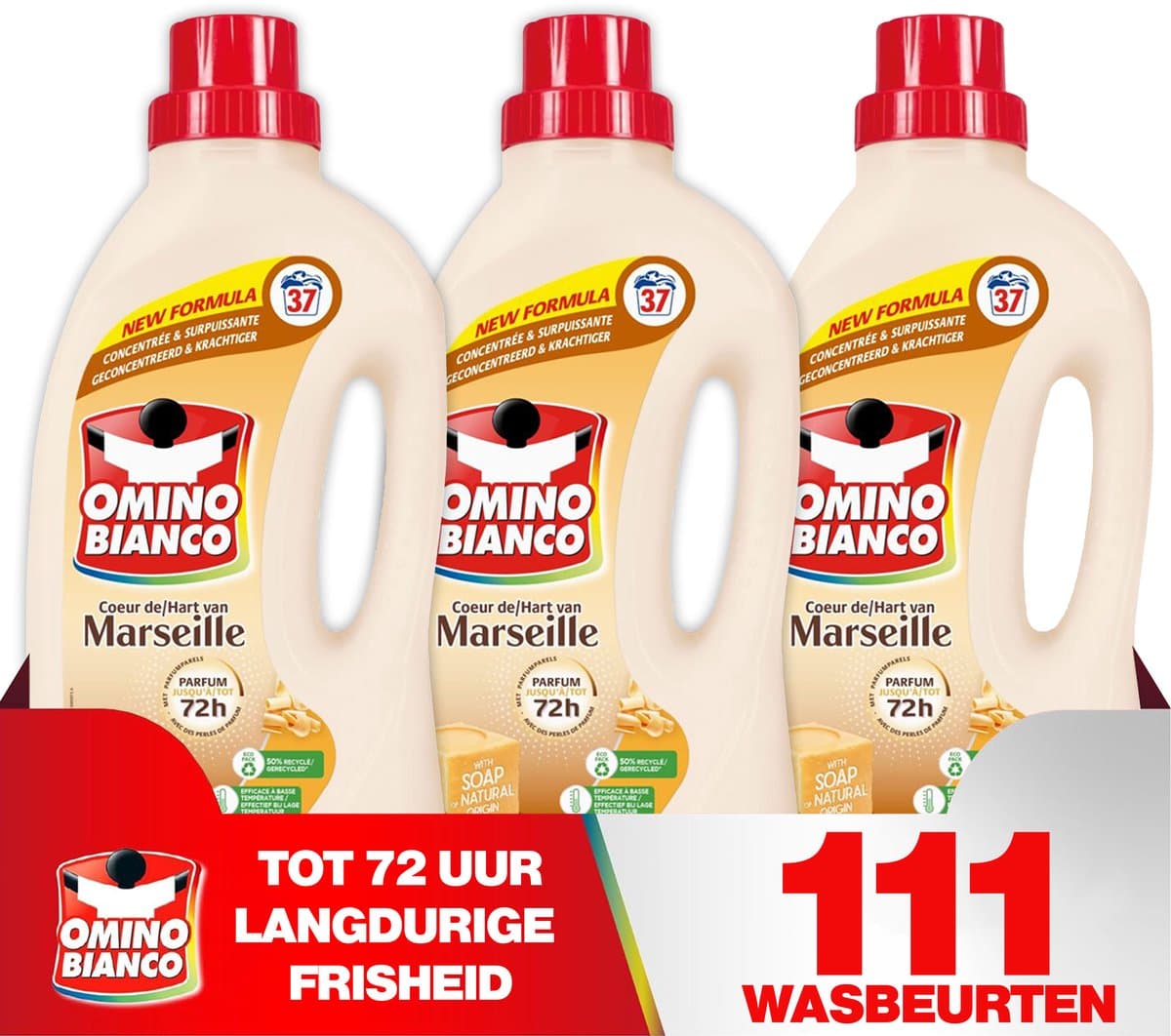 Omino Bianco Marseille - Vloeibaar wasmiddel - 3 x 1.48 L - Geconcentreerd — afbeelding 1