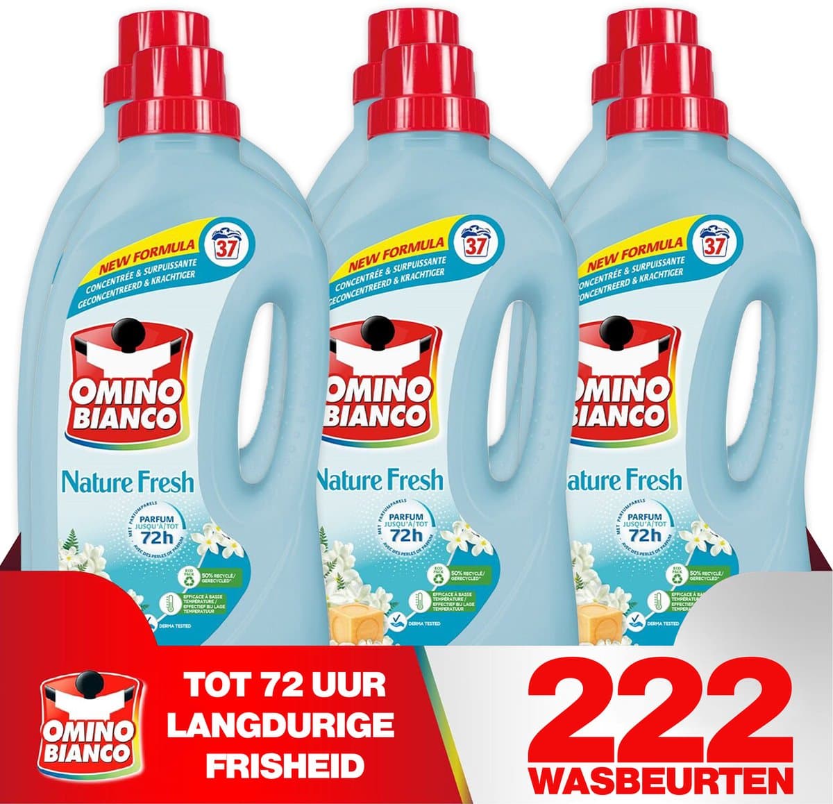 Omino Bianco Vloeibaar Wasmiddel Nature Fresh - 6 x 1.480 l (222 wasbeurten) — afbeelding 1