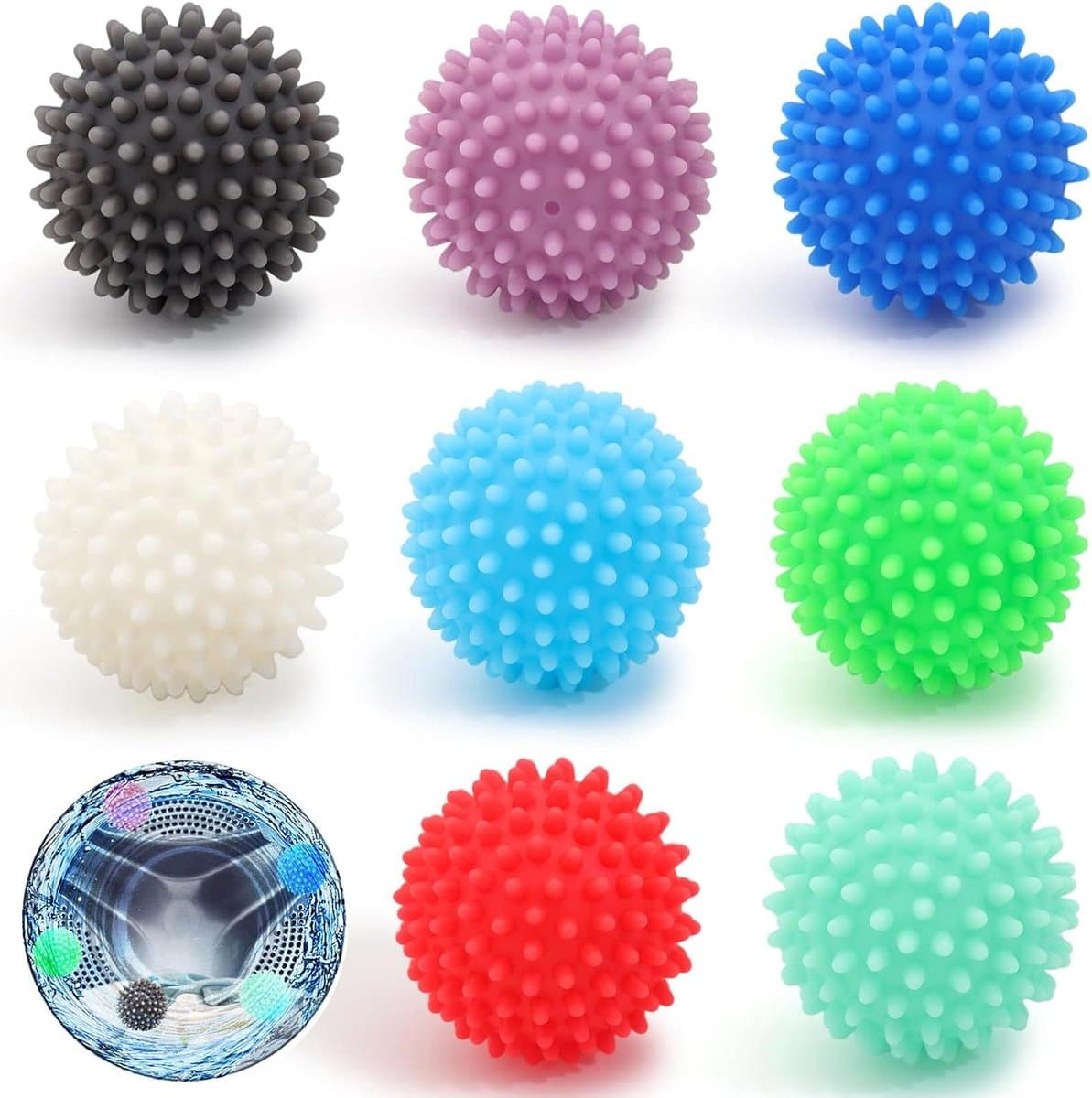 Famanu - 8 Herbruikbare Wasdrogerballen - Klitvrij - Voor Wasmachine - Droger - Reinigen Huiskleding — afbeelding 1