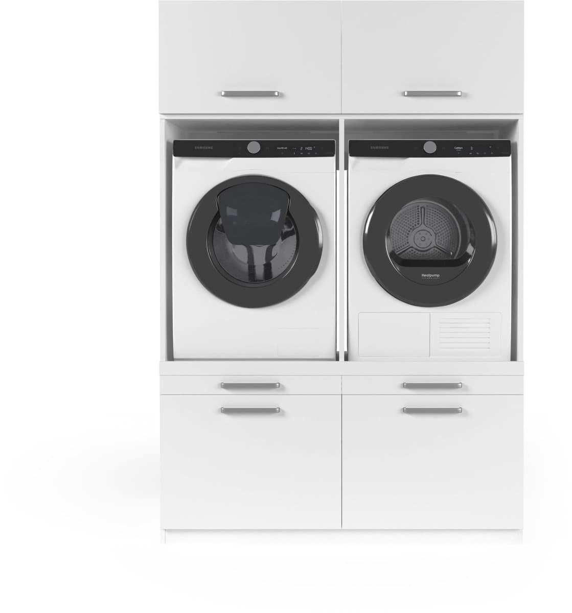 Wasophoogte® Wasmachine Kast Budapest - Wasmachine verhoger - Wasmachine ombouw - 700(D)*1330(B)*1990(H) mm - Wit — afbeelding 1
