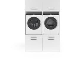 Wasophoogte® Wasmachine Kast Budapest - Wasmachine verhoger - Wasmachine ombouw - 700(D)*1330(B)*1990(H) mm - Wit